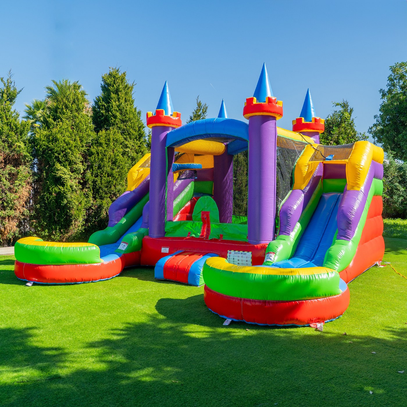Carolina Rainbow Rush Combo set up for a Swansea backyard party